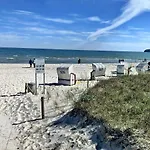 Villa Helene mit Meerblick in Top Lage - Seemöwe mit Strandkorb am Strand